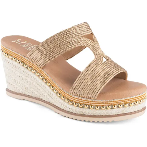 TIME CHOPPER  de Mujer modelo Sandalia Cuña Mujer 6w9304-6 champagnes mujer 2025082703465483812 Cuero Caucho