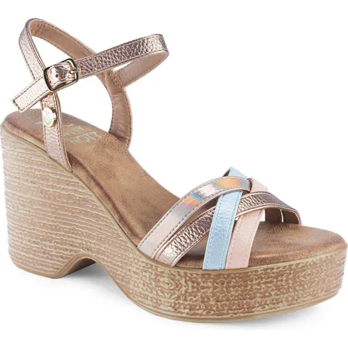 TIME CHOPPER  de Mujer modelo Sandalia Cuña Mujer Pl2321-2312 champagnes textiles mujer 2025082703465484067 Textil PU