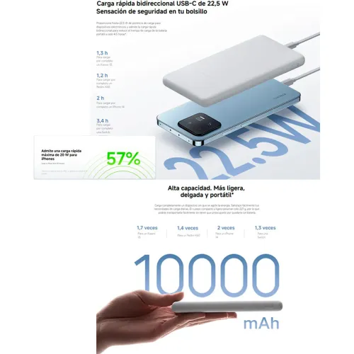 XIAOMI Cargador Portatil Powerbank  10000mah Gris 22.5w