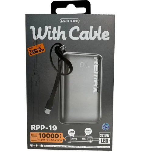 REMAX Cargador Portatil Powerbank Rpp-19 10000mah 20w+22.5w + Cable Integrado
