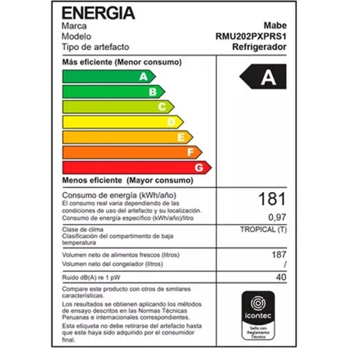 MABE Refrigeradora Manual De 187 Litros Rmu202pxprs1 Inox