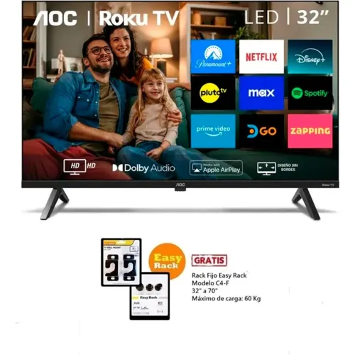 AOC Negro modelo Televisor 32pulg. 32s5045 + Rack Fijo C4-F Gratis 2025082816323876506  