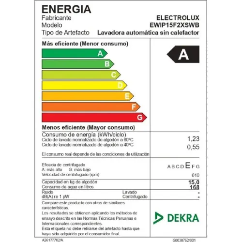 ELECTROLUX Lavadora Carga Superior 15kg Inverter Ewip15f2xswb