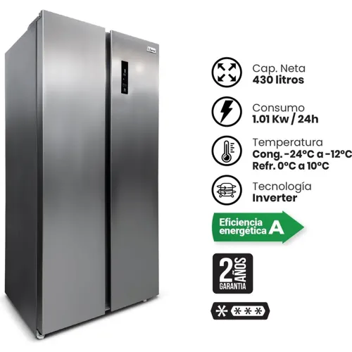 LIBERO Refrigeradora No Frost 430 L Lsbs-467nfi Sbs + Frigobar Lfb-101s 92 Lts Style Inox