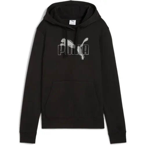 Mujer Puma Negro Polera Deportivo Mujer Ess Logo Lab Hoodie Fl