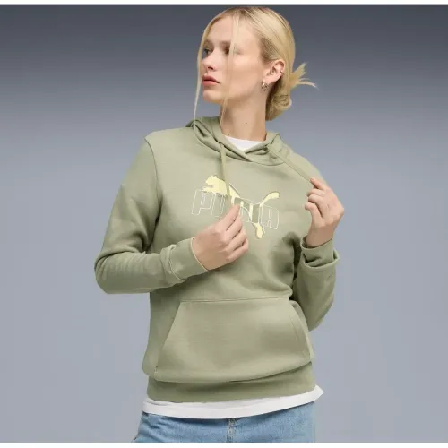 Mujer Puma Verde Polera Deportivo Mujer Ess Logo Lab Hoodie Fl