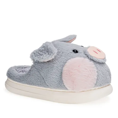 Platanitos Gris de Mujer modelo Pantufla Dama P Oink grises textiles mujer 2025090113473810643 Textil Sintético