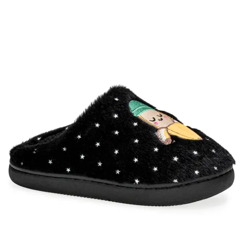 Platanitos Negro de Mujer modelo Pantufla Dama P Platanin negros textiles mujer 2025090113473810760 Textil Sintético