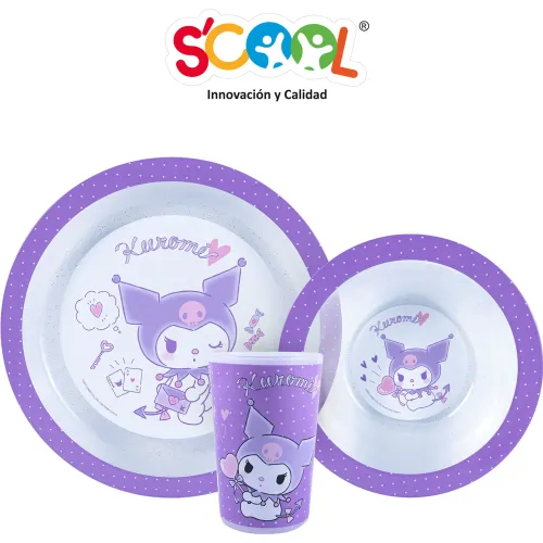 Scool  de Bebita / Bebito modelo Set Vajilla Polipropileno 3 Piezas Kuromi bebita 2025090602514964166  