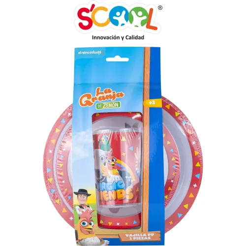 Scool Set Vajilla Polipropileno 3 Piezas La Granja De Zenon