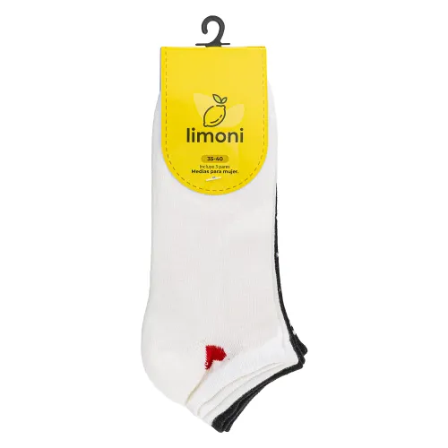 LIMONI Set X 3 Prs Medias Tobilleras Dama Kiss