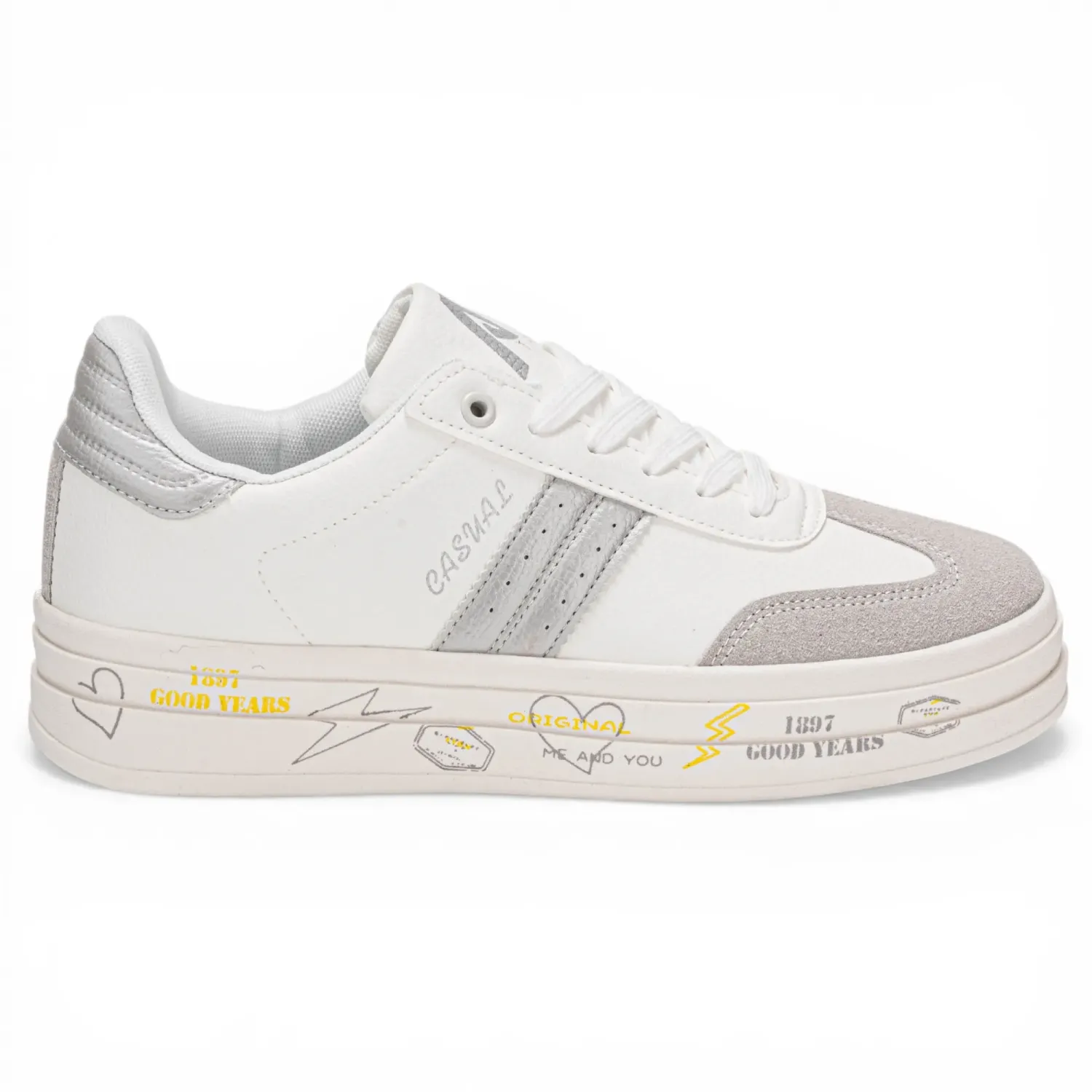 Zapatillas Ariana Urbanas Mujer 7052-25q2 color blanco / plateado | Platanitos