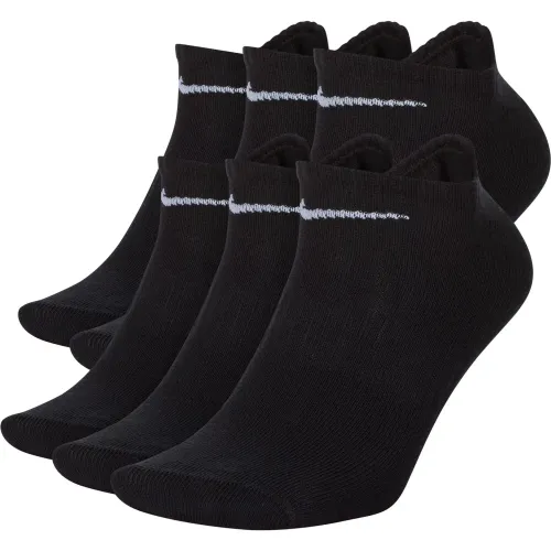 Hombre Mujer Nike Negro Medias Invisibles Unisex Everyday Lighttweight No Show - 6 Pares