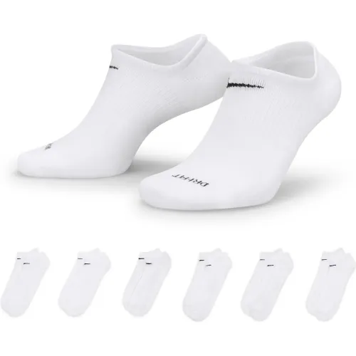 Hombre Mujer Nike Blanco Medias Invisibles Unisex Everyday Lighttweight No Show - 6 Pares