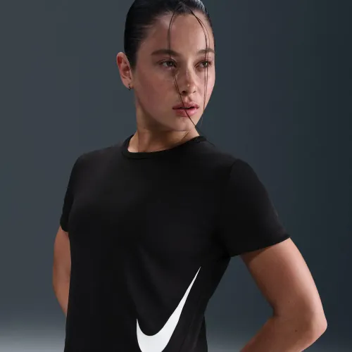 Mujer Nike Negro Polo Running Mujer Dri-Fit Tempo Swoosh