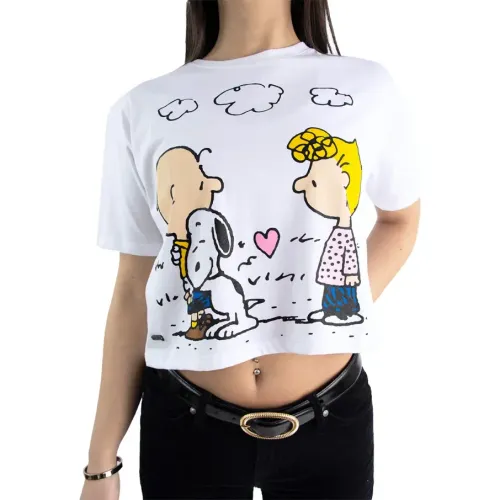 Mujer SNOOPY Blanco Polo Crop Manga Corta Mujer Snoopy Pea-001