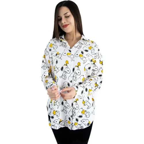 Mujer SNOOPY Blanco Blusa Manga Larga Mujer Snoopy Pea-002