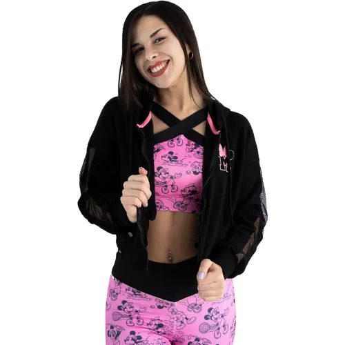 Mujer Minnie Negro Casaca Con Capucha Mujer Minnie Pcd-356