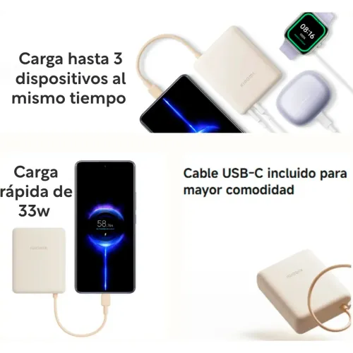 XIAOMI Power Bank 33w  10000mah Carga Rápida Cable Integrado