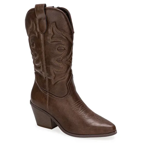 Platanitos Marron de Mujer modelo Bota Dama Bm Sinaloa marrones sintéticos mujer 2025092922135112743 Sintético Sintético