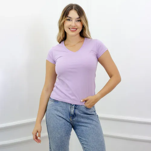 AVANT GARDE  de Mujer modelo Polo Manga Corta Mujer Cuello V lilas mujer 2025100123071658534  