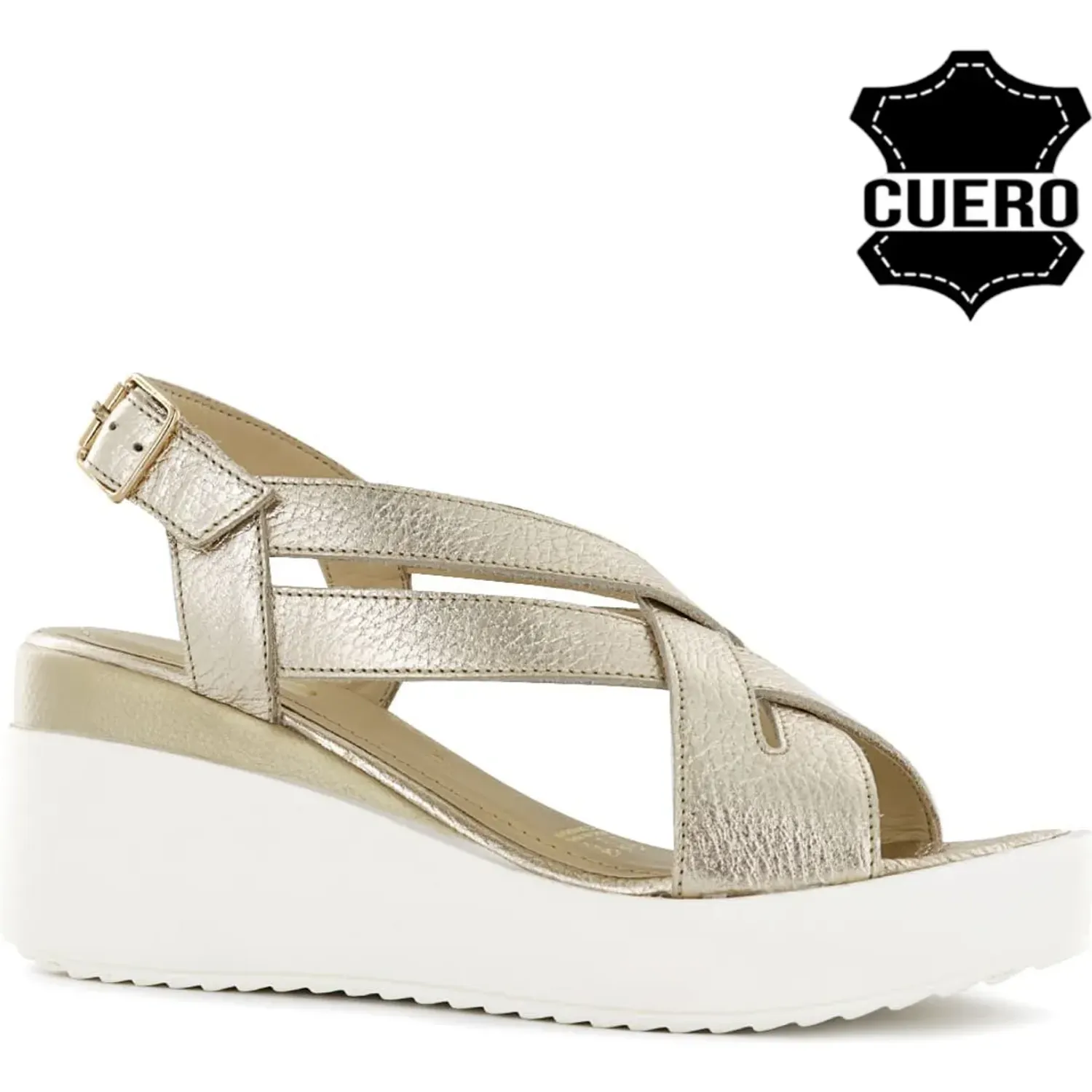 Ecco Sandalias Ecco Cuña Baja Mujer Jaspe09 color oro | Platanitos