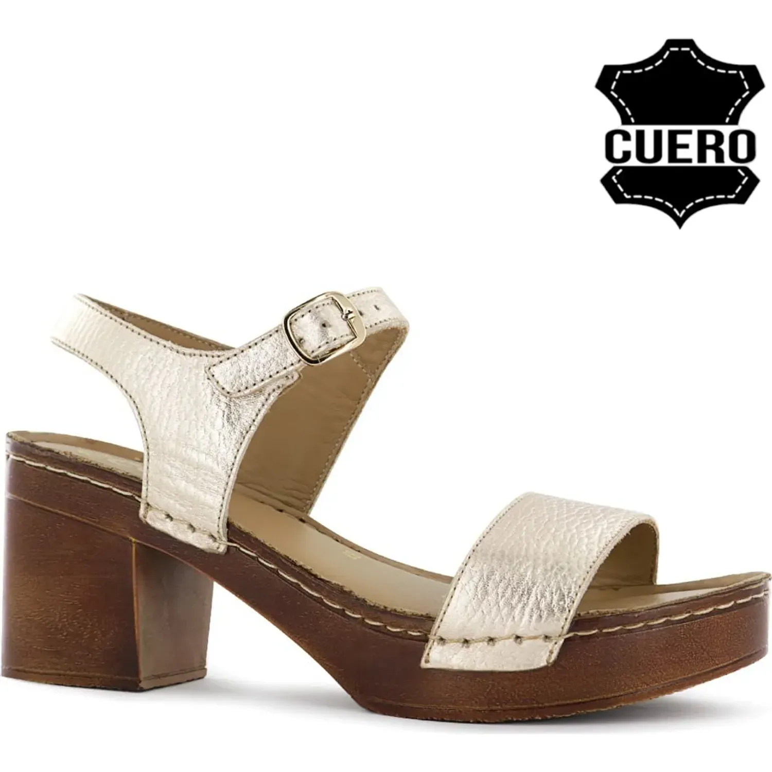 Sandalias Ecco Taco Mujer Telma06 color oro | Platanitos
