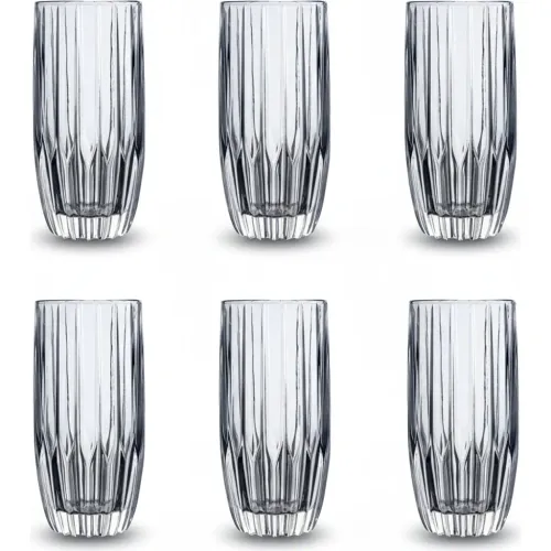 ICHIMATSU Set X 6 Vaso Alto Labrado Transp 355ml #76412 Ichimatsu