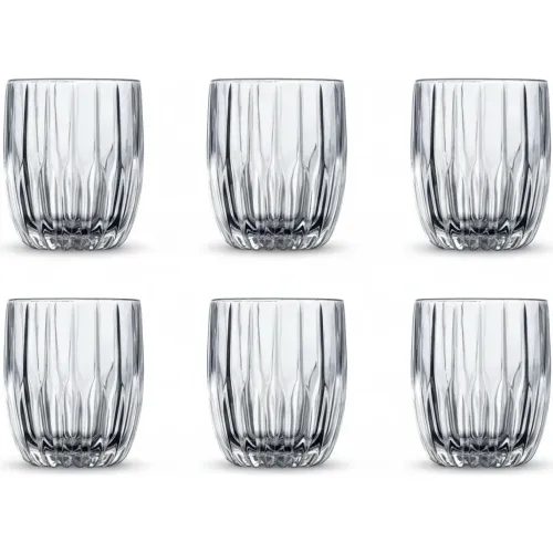 ICHIMATSU Set X 6 Vaso Bajo Labrado Transp 285ml #76410 Ichimatsu