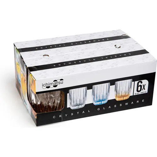ICHIMATSU Set X 6 Vaso Bajo Labrado Transp 285ml #76410 Ichimatsu