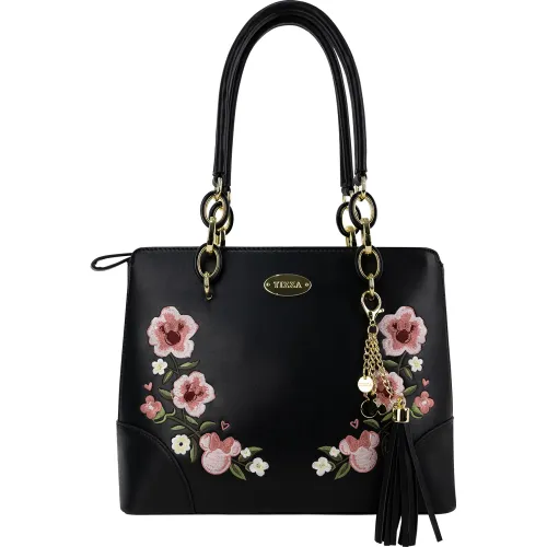 TIZZA Negro de Mujer modelo Cartera Minnie Pu Flores Bordadas negros mujer 2025101023251116316