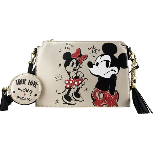TIZZA Beige de Mujer modelo Cartera Mickey & Minnie Pu Sassy Bold beiges negros mujer 2025101023251116355