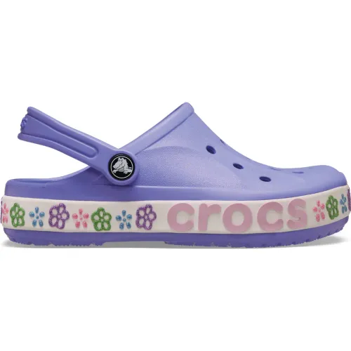 Niña CROCS Morado Zuecos Juvenil Bayaband Flower Band Clog T