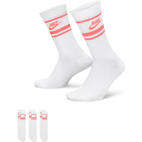 Hombre Mujer Nike Blanco Medias Largas Sportswear Unisex Everyday Essential - 3 Pares