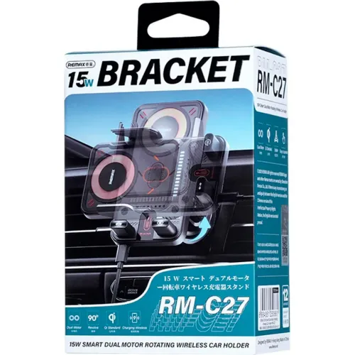 REMAX Cargador Inalámbrico Rm-C27, 15w Wireless Car Holder