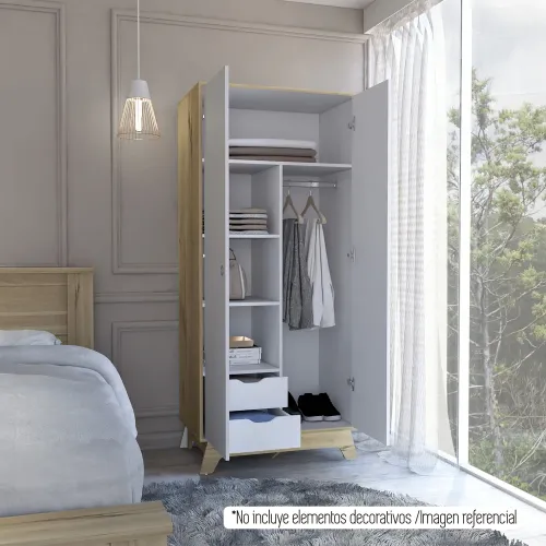 TUHOME Ropero Z-81 Bi-Color 2 Puertas 2 Cajones