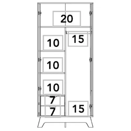 TUHOME Ropero Z-81 Bi-Color 2 Puertas 2 Cajones