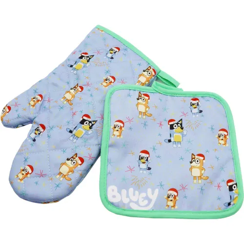 BLUEY Celeste Set Guante + Agarrador Bluey