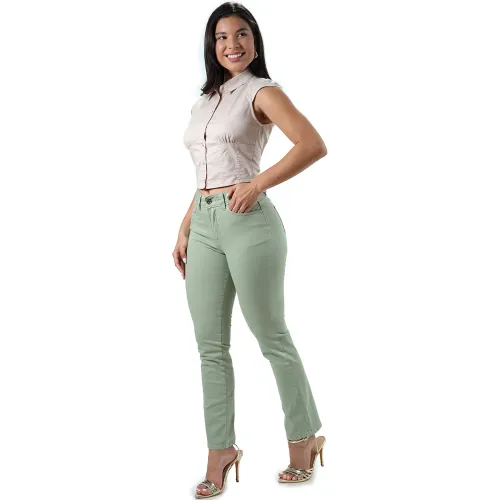 FORDAN JEANS Pantalón Drill Strech Mujer 0621 Cintura Clasico Recto