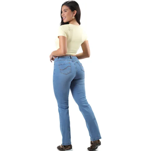FORDAN JEANS Pantalon Jean Denim Strech Mujer 2425a Clasico Cintura Recto