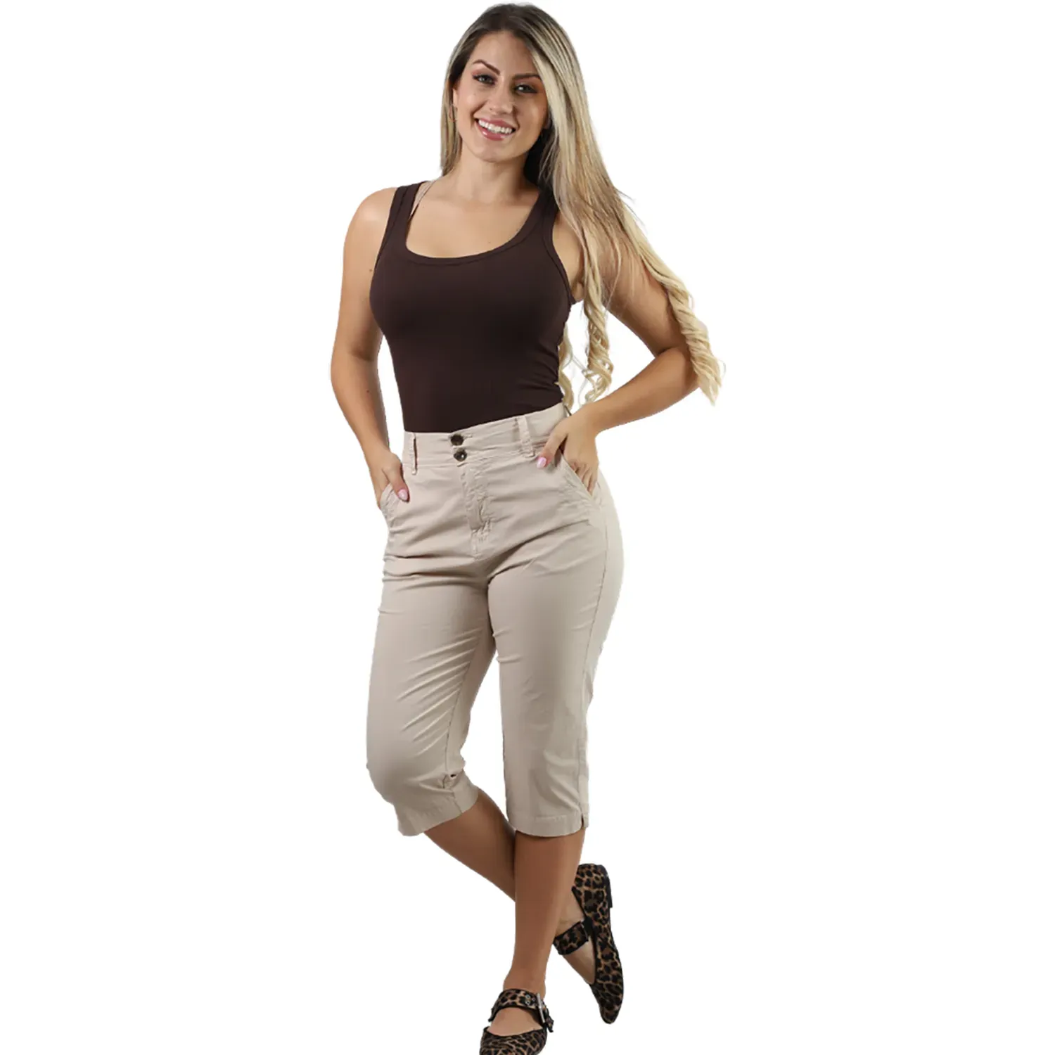 Snicker Fordan Jeans Mujer 3919 Con Pretina Elastica color arena | Platanitos