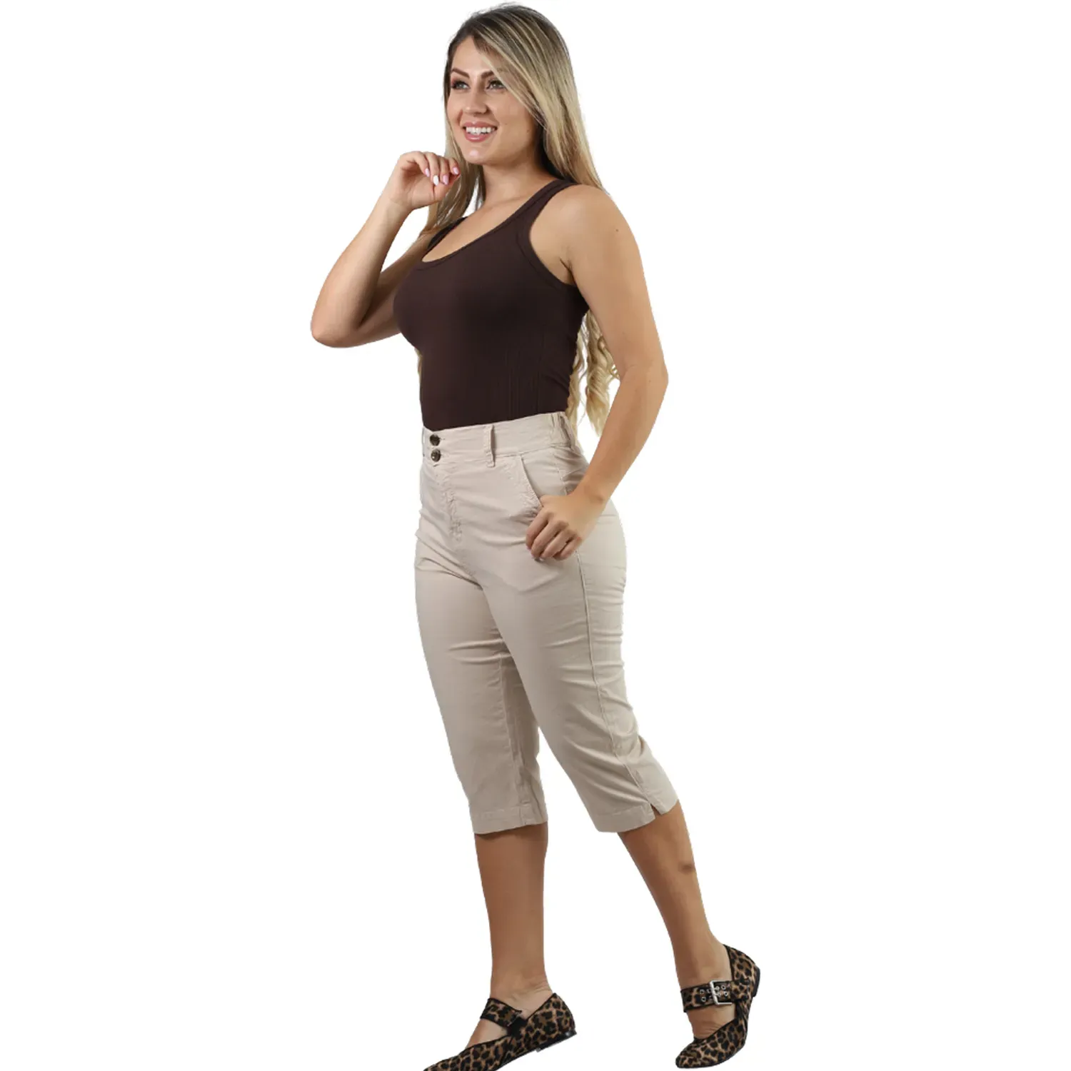 Snicker Fordan Jeans Mujer 3919 Con Pretina Elastica color arena | Platanitos
