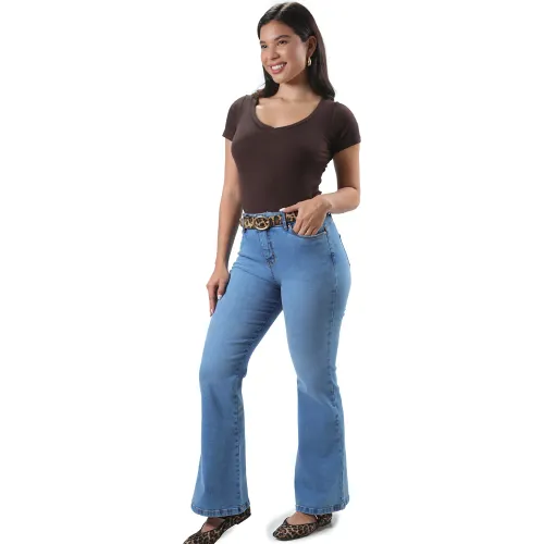 FORDAN JEANS Pantalon Jean Strech Mujer 3950 Flare Cintura Con Bolsillo