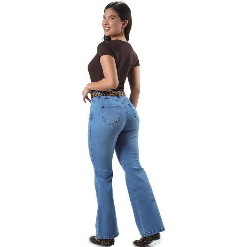 FORDAN JEANS Pantalon Jean Strech Mujer 3950 Flare Cintura Con Bolsillo