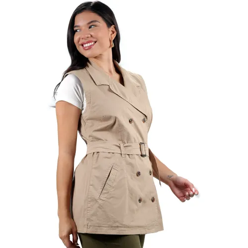 FORDAN JEANS Chaleco Mujer 3932 Cuello Sastre Con Bolsillos Ojal Y Correa