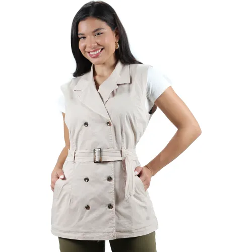 FORDAN JEANS Beige de Mujer modelo Chaleco Mujer 3932 Cuello Sastre Con Bolsillos Ojal Y Correa arenas mujer 2025102819105798907  