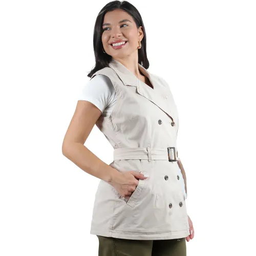 FORDAN JEANS Chaleco Mujer 3932 Cuello Sastre Con Bolsillos Ojal Y Correa