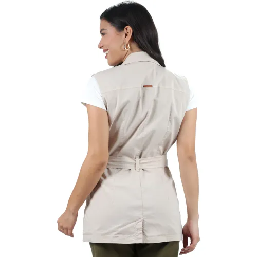 FORDAN JEANS Chaleco Mujer 3932 Cuello Sastre Con Bolsillos Ojal Y Correa