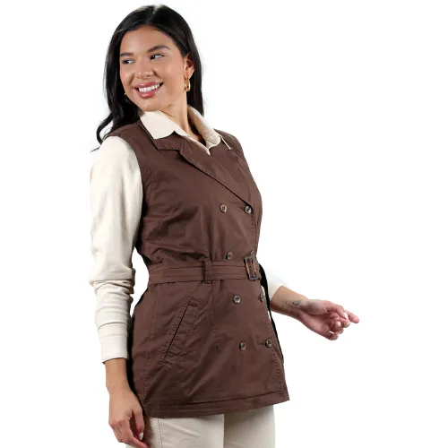 FORDAN JEANS Chaleco Mujer 3932 Cuello Sastre Con Bolsillos Ojal Y Correa