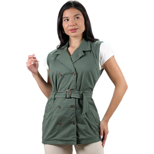 FORDAN JEANS Verde de Mujer modelo Chaleco Mujer 3932 Cuello Sastre Con Bolsillos Ojal Y Correa mujer 2025102819105798961  